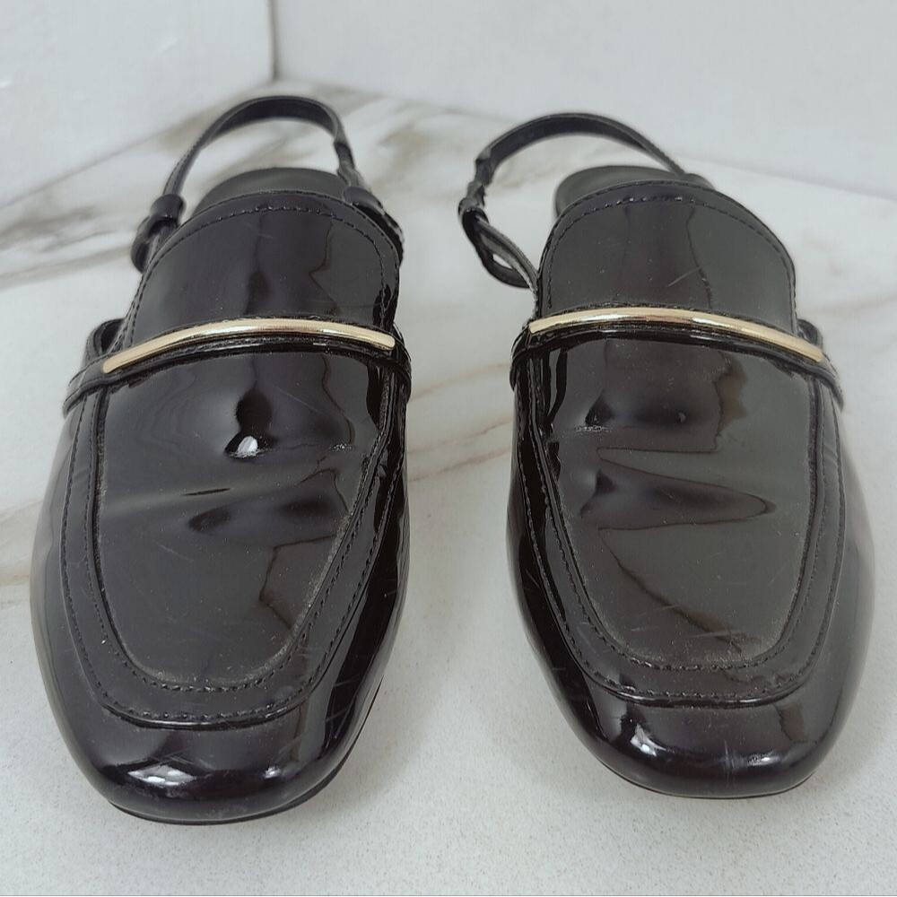 Steve Madden Calibri Black Patent Slingback Loafers, Sz 6 - Picture 5 of 12